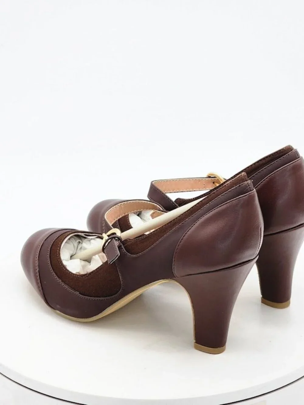Journee Collection Siri Brown Mary Jane Pumps Round Toe Heels Women's Size 8.5